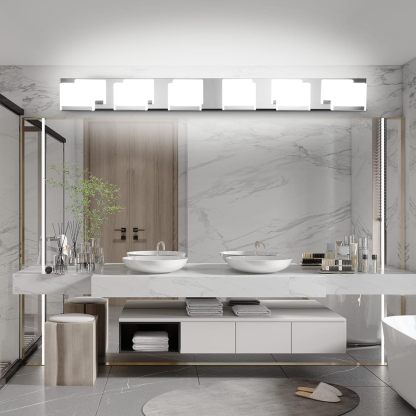 LED Modern Vanity Light 6 Light Bathroom Vanity Lights Acrylic Stainless Steel Bathroom Vanity Lighting Fixtures