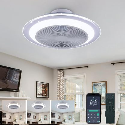 Ceiling Fan Mount for Bedroom: 20 Inch Bladeless Ceiling Fan with Light and Remote for Living Room Kitchen Dining Room