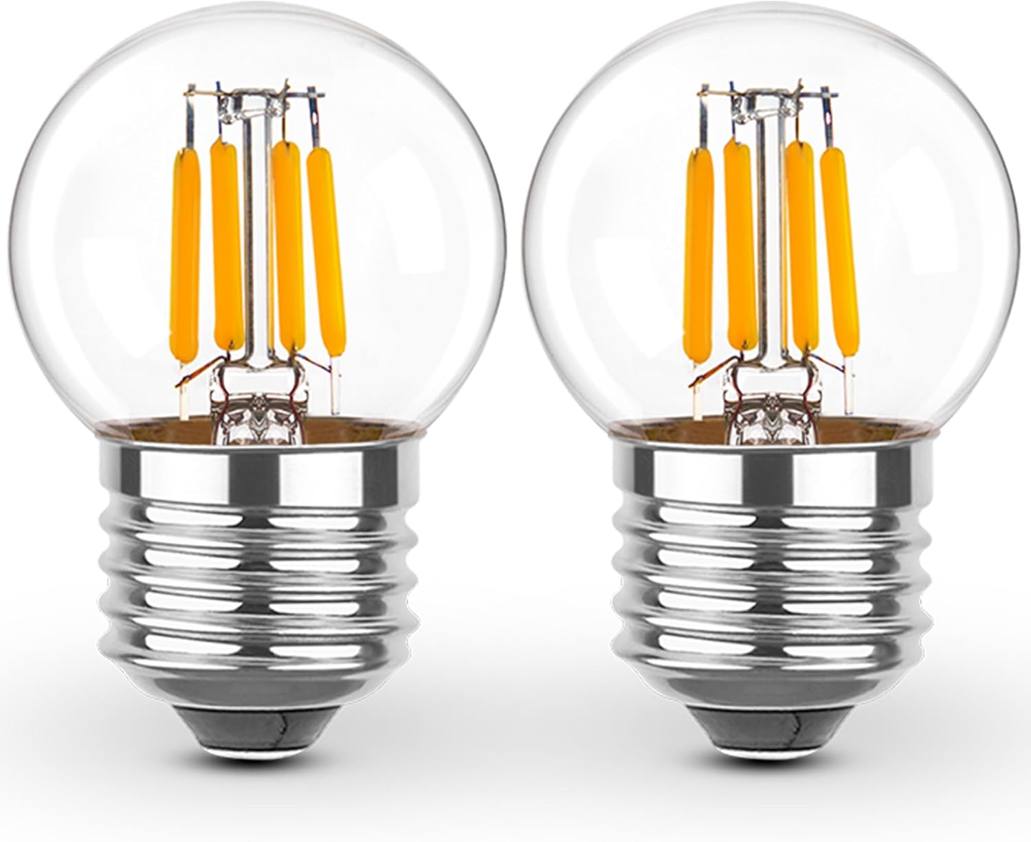 Dimmable Low Watt LED Bulbs 3 Watt, 25 Watt Small Light Bulbs,E26 Screw Base G40 Globe Edison Light Bulbs,Warm White 2700K for Bedroom、Bathroom Lighting,Glass,110V,2PCS