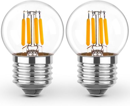Dimmable Low Watt LED Bulbs 3 Watt, 25 Watt Small Light Bulbs,E26 Screw Base G40 Globe Edison Light Bulbs,Warm White 2700K for Bedroom、Bathroom Lighting,Glass,110V,2PCS