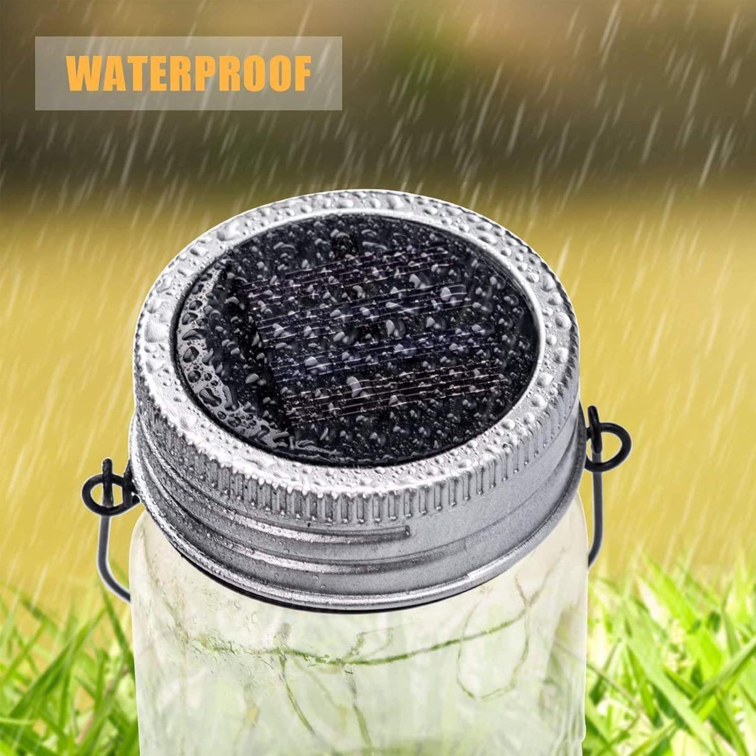 Hanging Solar Mason Jar Lights, 6 Pack 30 Led String Fairy Lights Hanging Solar Lanterns Outdoor Waterproof, Hangers and Jars Included, Outdoor Decor for Christmas, Wedding, Garden, Patio