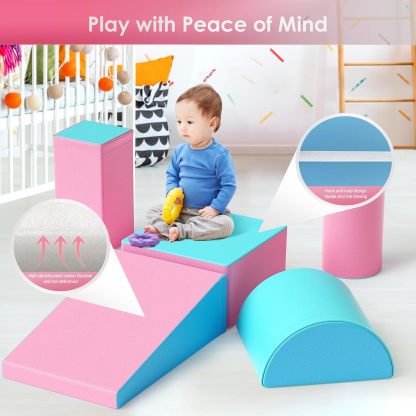 Climb and Crawl Activity Play Set, Soft Foam Climber 5-Piece Sets Crawl and Climb Foam