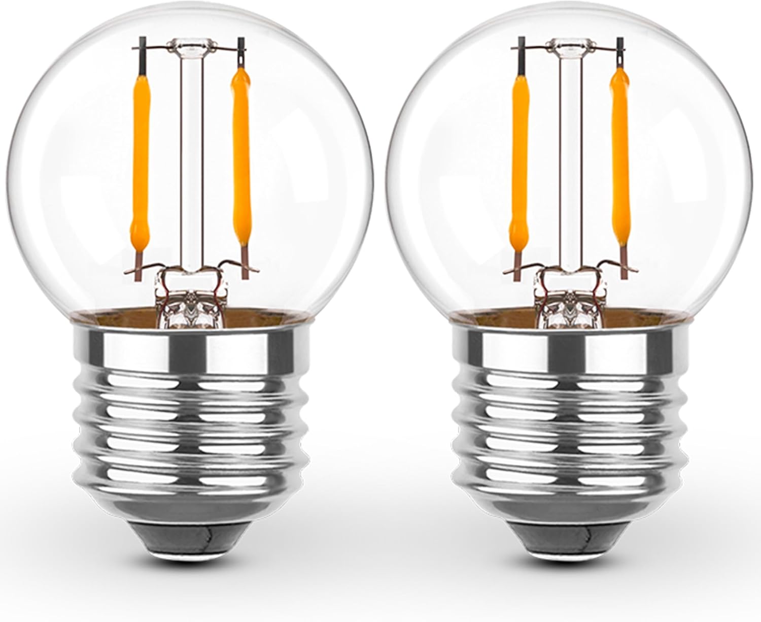 E26 Low Light Bulbs,1Watt G40 Edsion Small LED Light Bulbs Equal to 10w Incandescent,2700k Warm White for Bedside Lights, Wall Lights, Porch Lights, Courtyard Light Strings,230V,2Pcs