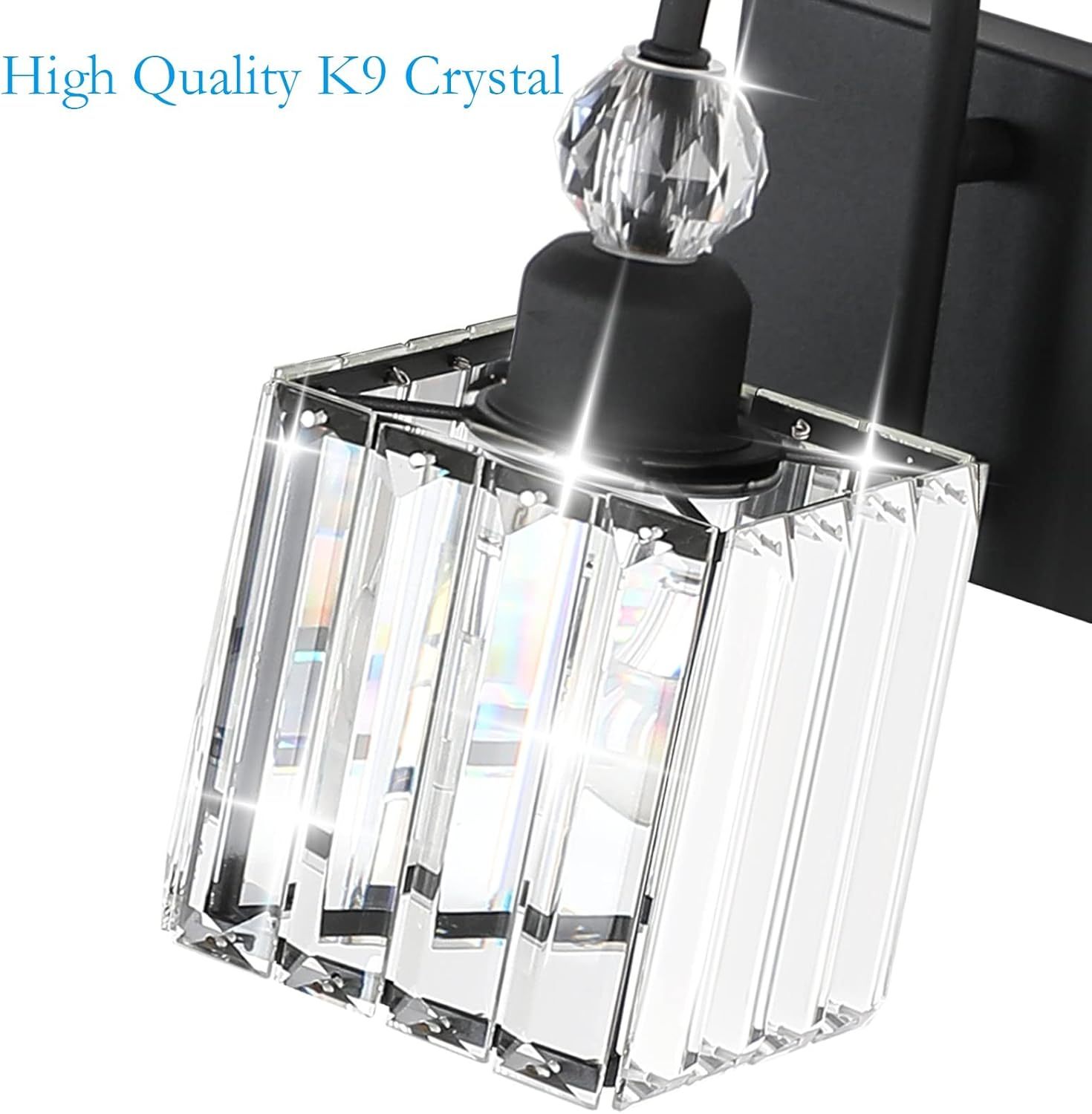 Modern Crystal Black Vanity Light 3 Light Bathroom Light Fixtures Over Mirror Matte Black Crystal Bathroom Wall Lighting