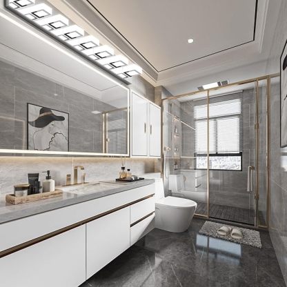 52" Modern Chrome Vanity Lights 8 Lights Acrylic Stainless Steel LED Vanity Light Fixtures Chrome Bathroom Lighting Over Mirror