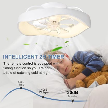 20'' Flush Mount Ceiling Fan with Led Light and Remote, Low Profile Ceiling Fan-360-Degree Oscillating, 3CCT Adjustable, LED Dimmable, 6 Speeds Timing Modern Fan