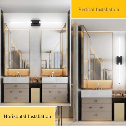 Black 40inch Bathroom Vanity Lights Fixtures Over Mirror 32W Modern LED Modern LED Matte Black Vanity Light for Bathroom(5500K White Light)