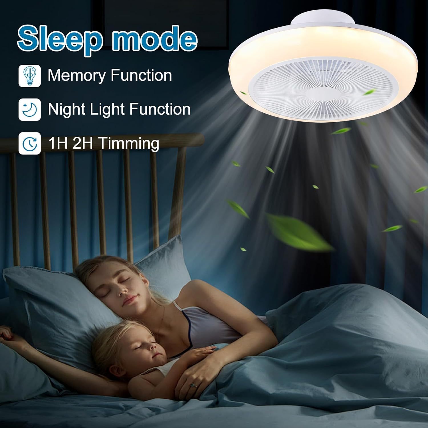 Ceiling Fan Mount for Bedroom: 18 Inch Bladeless Ceiling Fan with RGB Light and Remote for Living Room Kitchen Dining Room