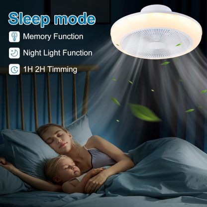 Ceiling Fan Mount for Bedroom: 18 Inch Bladeless Ceiling Fan with RGB Light and Remote for Living Room Kitchen Dining Room