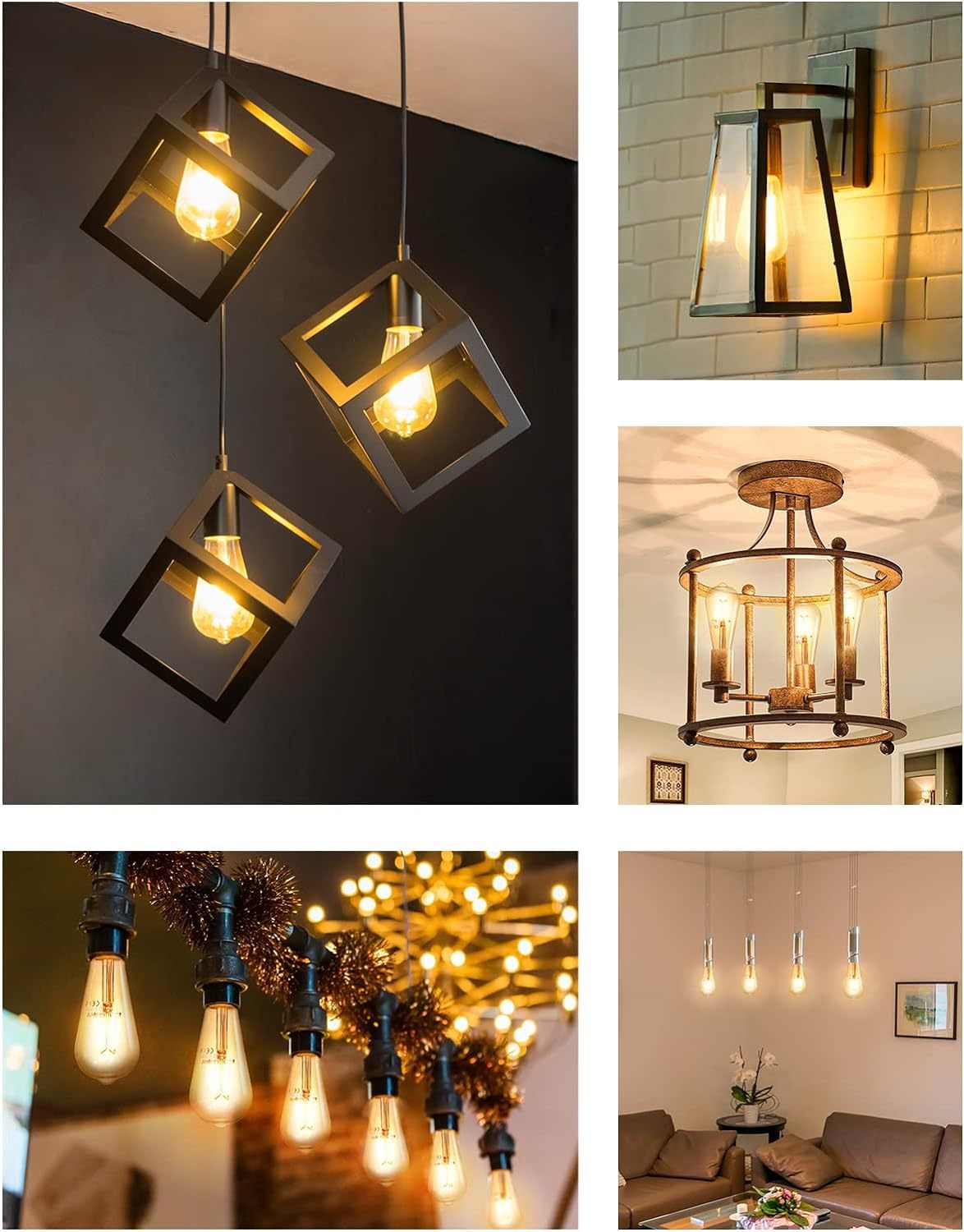 Smart Edison Bulbs, WiFi LED E26 Edison Bulbs, Dimmable ST64 Vintage Filament Light Bulb 2 Pack