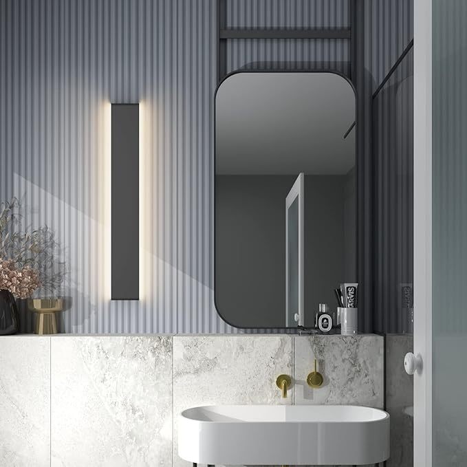 39.3inch Modern Black Vanity Light Fixtures LED Bathroom Wall Light Up and Down Bathroom Lighting Fixtures Warm White Light 3000K