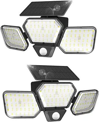 Solar Outdoor Lights, IP65 Waterproof 1600 Lumens 108 LEDs Solar Flood Lights Outdoor 2 Pack