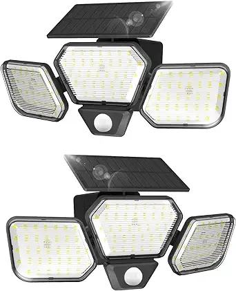 Solar Outdoor Lights, IP65 Waterproof 1600 Lumens 108 LEDs Solar Flood Lights Outdoor 2 Pack