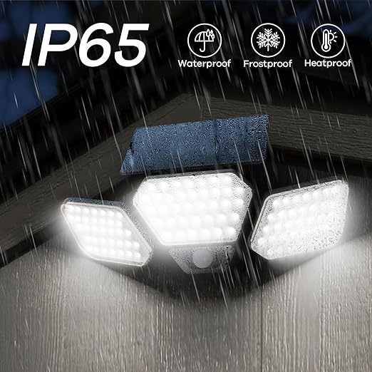 Solar Outdoor Lights, IP65 Waterproof 1600 Lumens 108 LEDs Solar Flood Lights Outdoor 2 Pack