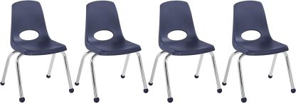 School Stack Chair, Stacking Student Seat with Chromed Steel Legs and Ball Glides
