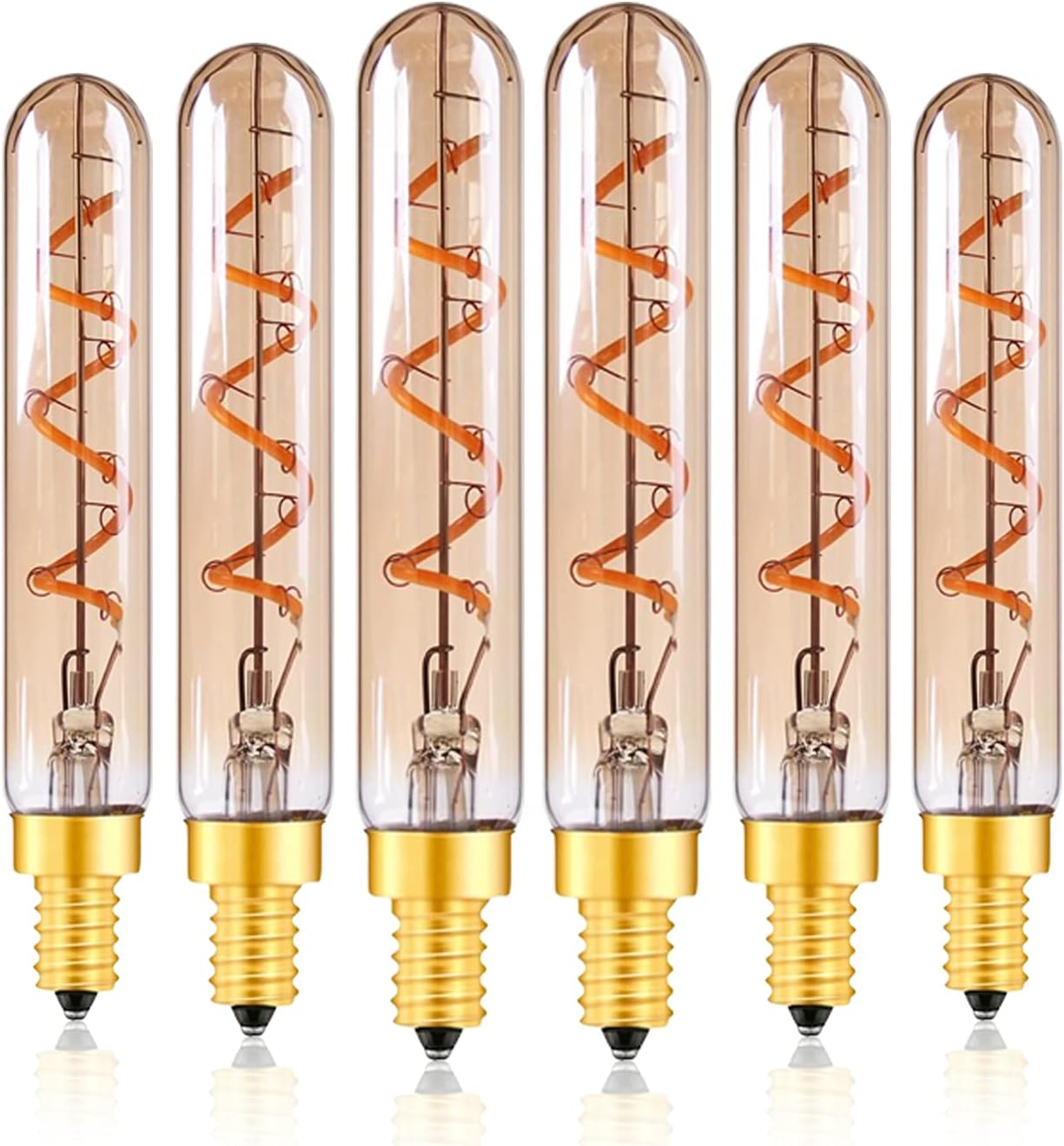 6 Candelabra Led Light Bulbs, 2W E12 Edison Light Bulbs Tube Vintage LED Bulb Warm White 2200K, Candle Bulb 15 Watt Incandescent Equivalent,100lm, Not Dimmable, Pack of 6