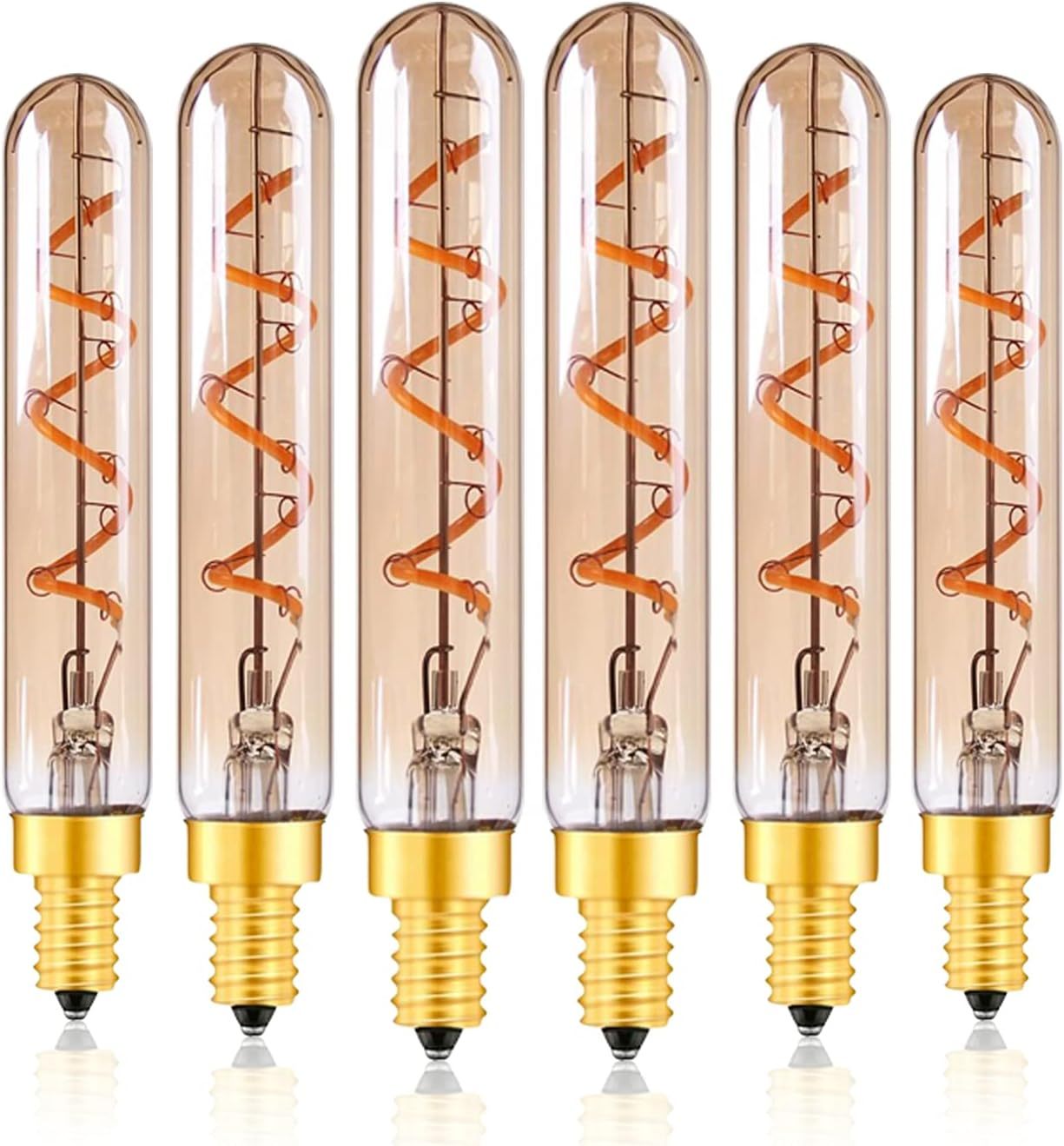 6 Candelabra Led Light Bulbs, 2W E12 Edison Light Bulbs Tube Vintage LED Bulb Warm White 2200K, Candle Bulb 15 Watt Incandescent Equivalent,100lm, Not Dimmable, Pack of 6