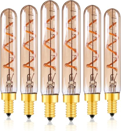 6 Candelabra Led Light Bulbs, 2W E12 Edison Light Bulbs Tube Vintage LED Bulb Warm White 2200K, Candle Bulb 15 Watt Incandescent Equivalent,100lm, Not Dimmable, Pack of 6