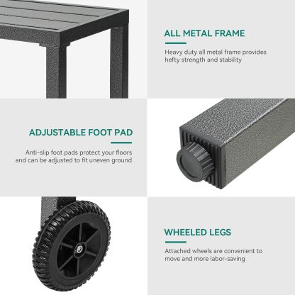 Outdoor Bar Table, 39" Narrow Bar Table, Durable Bar Height Table for Balcony, Patio, Garden, Yard, Poolside, Silver