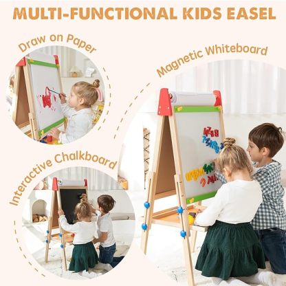 Easel for Kids with 2 Drawing Paper Roll, Learning-Toy for 3,4,5,6,7,8 Years Old Boy & Girls