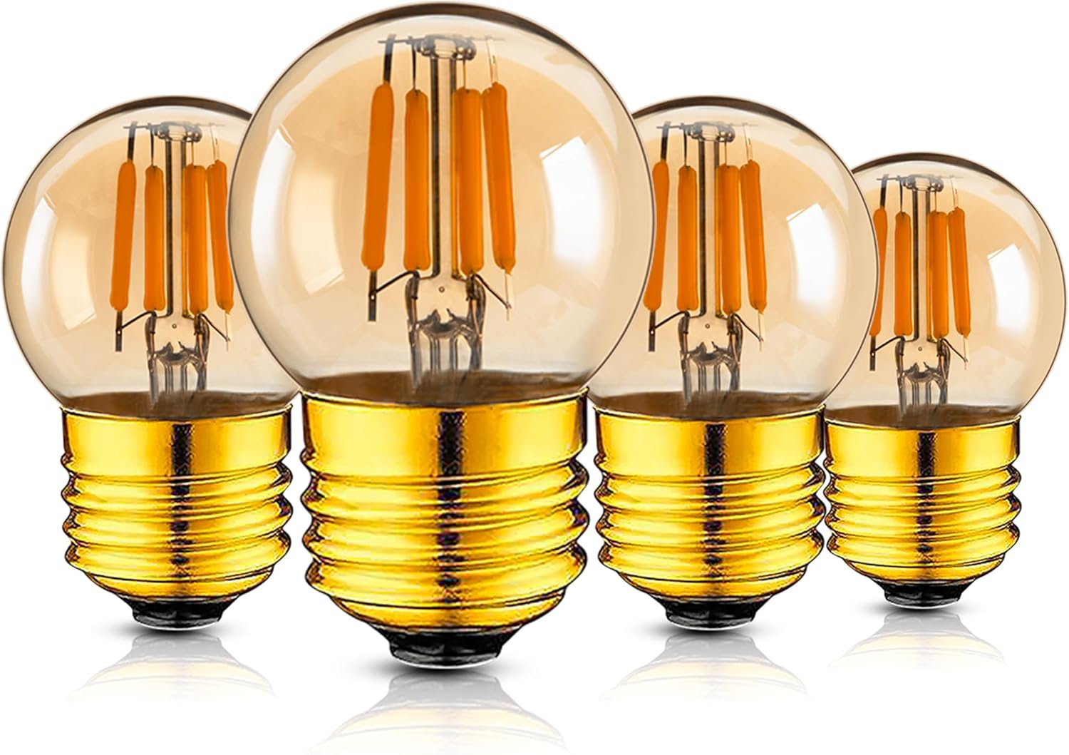 25 Watt Light Bulbs G40 E26 Low Wattage LED Light Bulbs 3 Watt Dimmable Amber Small Edison Bulbs 2200K Warm White for Home and Business Decorative Lighting