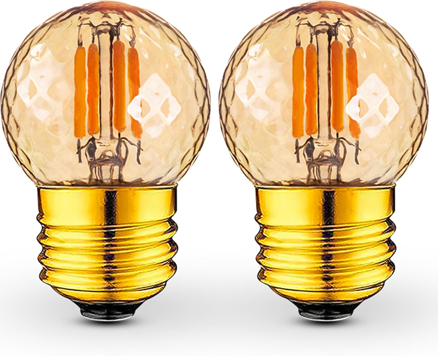 G40 Low Wattage LED Bulbs E26 Standard Screw Base 3 Watt Equivalent to 25W Decor Bulb,Dimmable Amber Small Edison Bulbs Warm White 2700K for Home and Business Decorative Lighting,110-130V,Glass,2Pcs