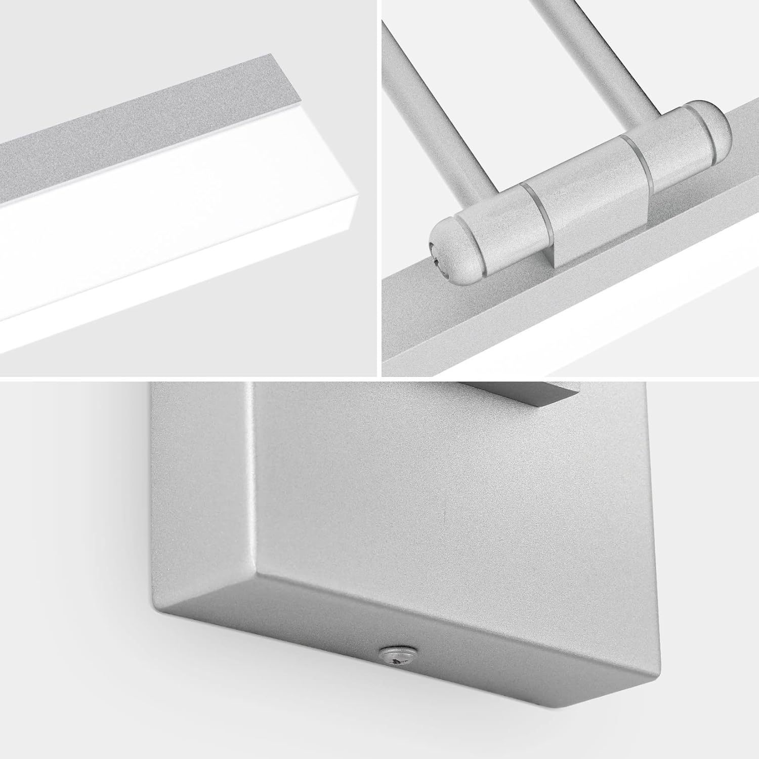 40" Silver Bathroom Vanity Light 24W Adjustable Silver Vanity Lighting Modern LED Bathroom Vanity Light Fixtures Over Mirror (6000K Cool White Light)