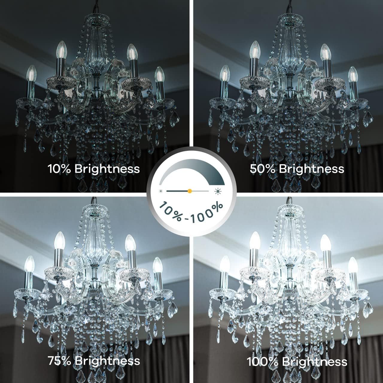 E12 Candelabra LED Light Bulbs 60W Equivalent, B11 Dimmable Chandelier Light Bulbs, 6 Packs