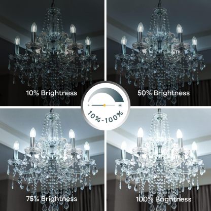 E12 Candelabra LED Light Bulbs 60W Equivalent, B11 Dimmable Chandelier Light Bulbs, 6 Packs