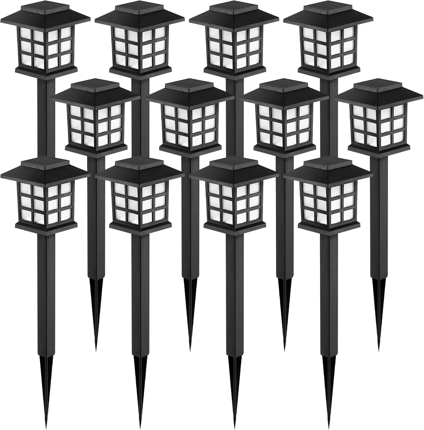 Solar Outdoor Lights,12 Pack LED Solar Lights Outdoor Waterproof, Solar Walkway Lights Maintain 10 Hours of Lighting for Your Garden