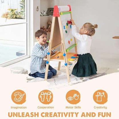 Easel for Kids with 2 Drawing Paper Roll, Learning-Toy for 3,4,5,6,7,8 Years Old Boy & Girls
