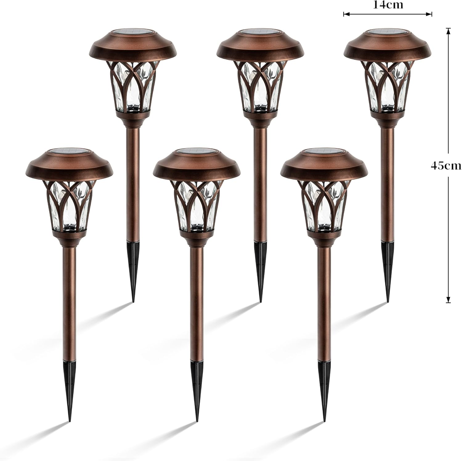 Solar Lights Outdoor 6 Pack, Brown Solar Landscape Lights Warm White, Super Bright High Lumen Waterproof Metal Automatic Solar Lights for Yard, Pathway, Garden, Walkway