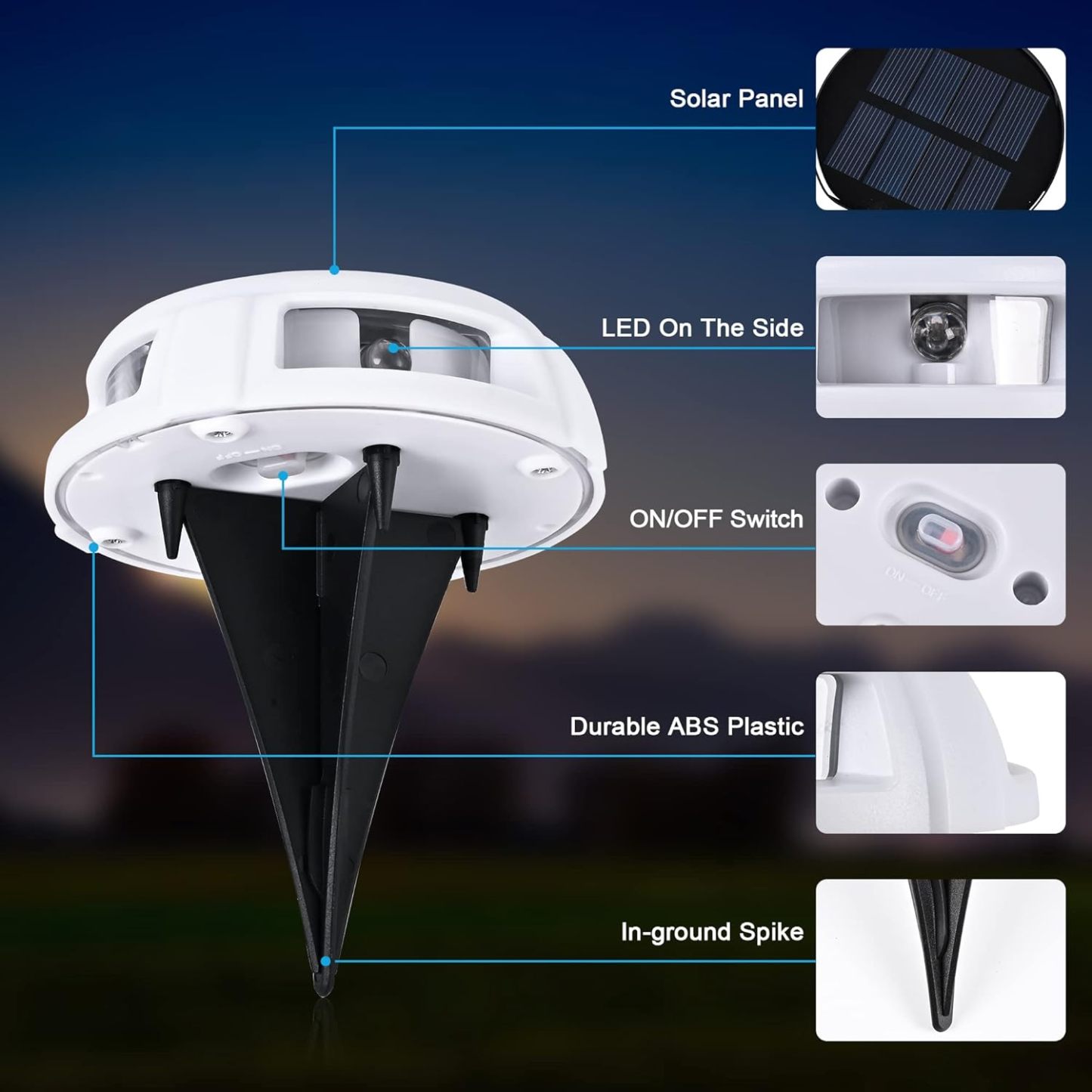 Solar Deck Lights Outdoor 8 Pack, Solar Driveway Lights, Dock Lights Solar Powered Waterproof LED Lights for Steps, Garden, Ground, Stair, Patio, Pathway, Landscape(Cold White)