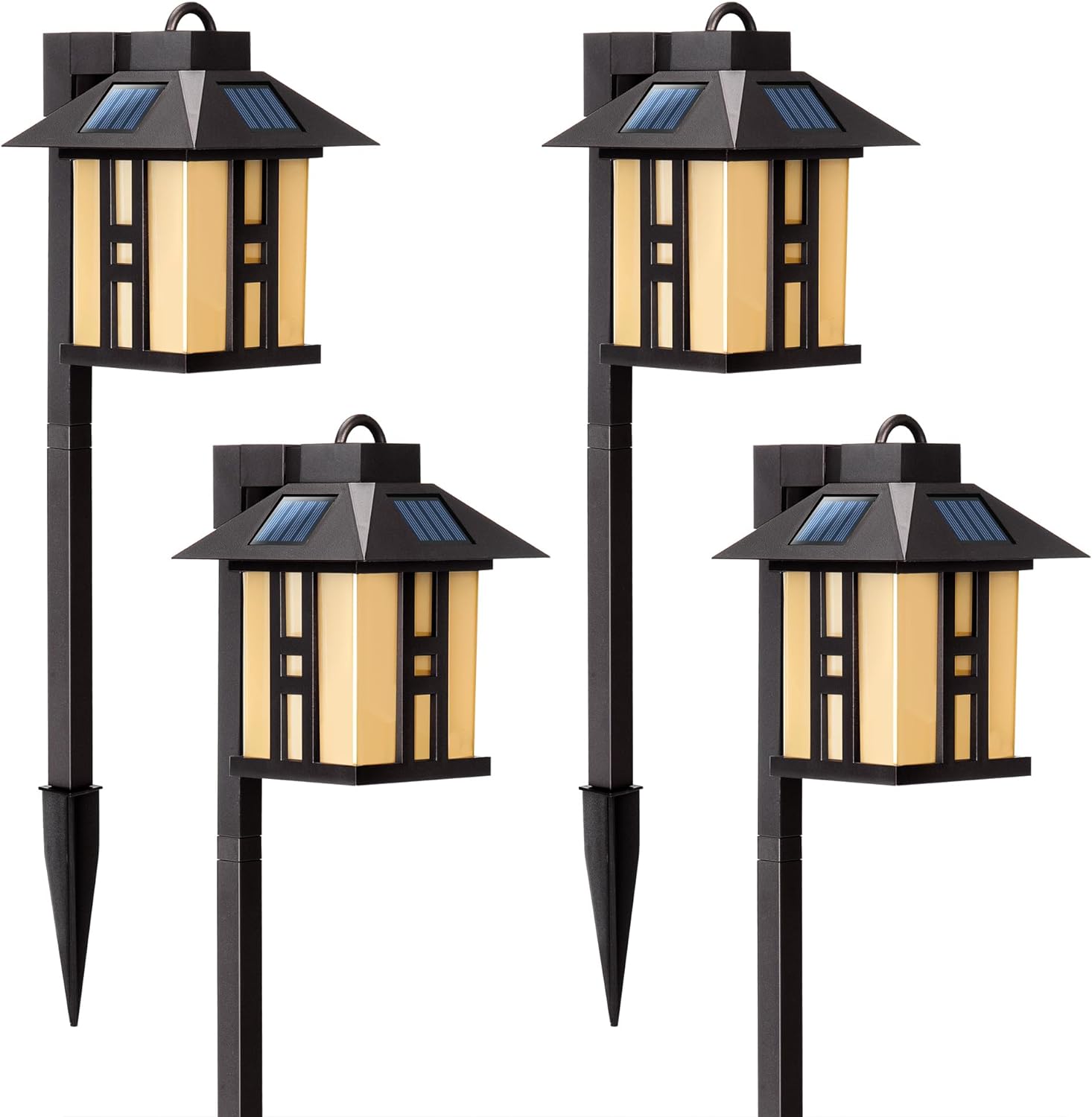 Japanese Decor Lights, Solar Pathway Lights, Solar Lights for Outside/Lawn/Patio/Yard/Pathway/Walkway/Driveway Decoration 4 Pack