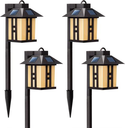 Japanese Decor Lights, Solar Pathway Lights, Solar Lights for Outside/Lawn/Patio/Yard/Pathway/Walkway/Driveway Decoration 4 Pack