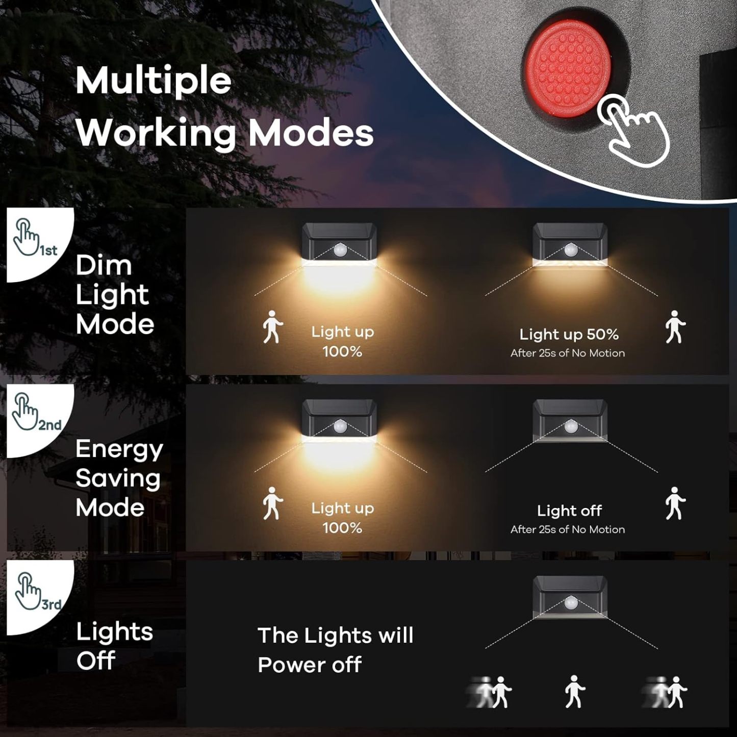 Solar Powered Motion Sensor Outdoor Lights Waterproof, LED Solar Step Lights Warm White, Outdoor Solar Deck Lights for Fence Post, Step 4 Pack