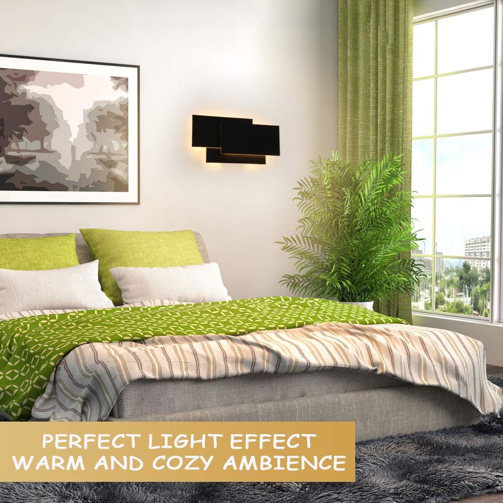 15.75”/36W LED Modern Wall Sconce Indoor Matte Black Wall Mount Light for Living Room Bedroom Staircase Hallway Warm White 3000K