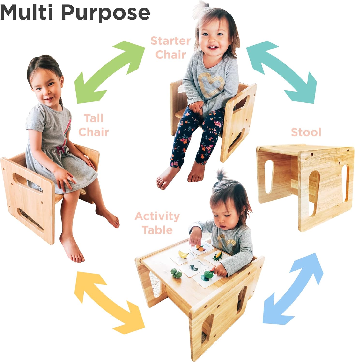 Table and Chair (12 inch) - Solid Wooden Toddler Chair/Table