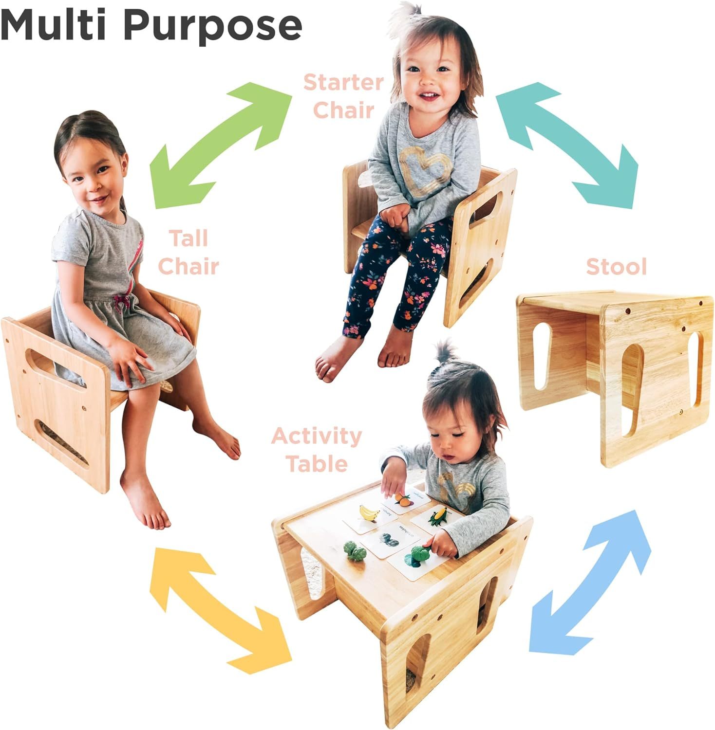 Table and Chair (12 inch) - Solid Wooden Toddler Chair/Table