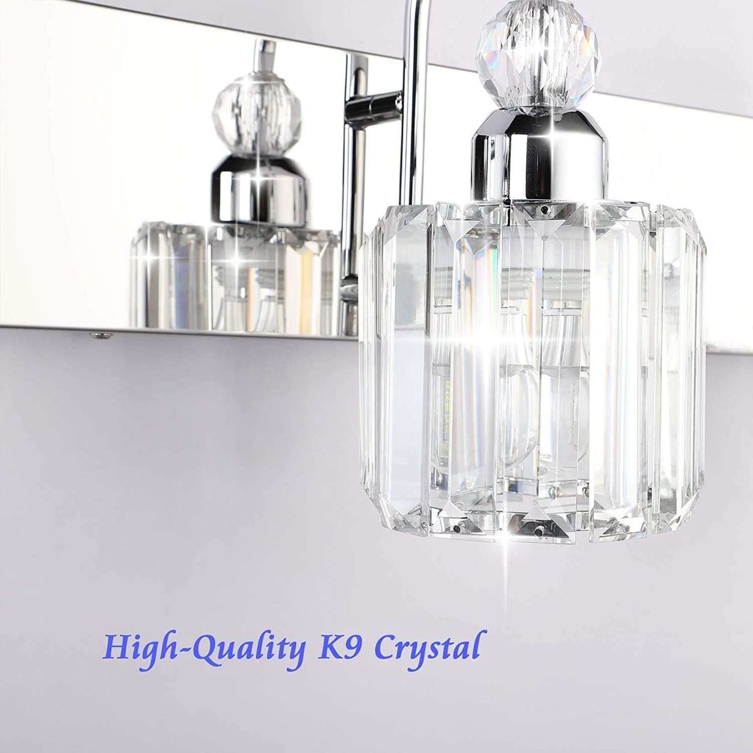 Modern Bathroom Vanity Light 2-Lights Modern Crystal Wall Light Fixtures Modern Crystal Vanity Lighting for Bathroom