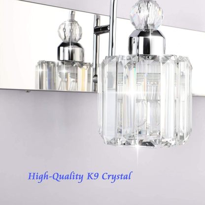 Modern Bathroom Vanity Light 2-Lights Modern Crystal Wall Light Fixtures Modern Crystal Vanity Lighting for Bathroom