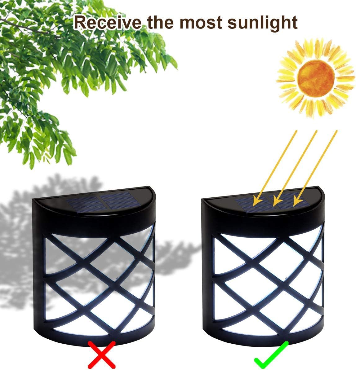 8 Pack Solar Fence Lights, Solar Deck Lights, Waterproof Auto Decorative Outdoor Solar Wall Lights for Deck, Patio, Stairs, Yard, Path and Driveway (Cold White)