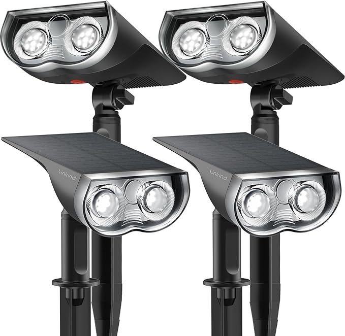 Solar Outdoor Lights, Solar Lights for Outside Waterproof IP67, 2-in-1 Solar Spot Lights Outdoor, 4 Pack