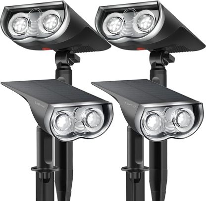 Solar Outdoor Lights, Solar Lights for Outside Waterproof IP67, 2-in-1 Solar Spot Lights Outdoor, 4 Pack