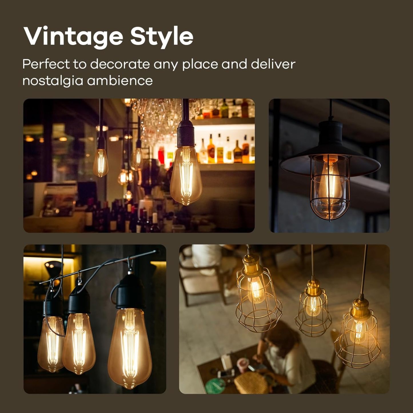Edison Light Bulbs Dimmable, 60W Equivalent E26 Vintage Edison LED Light Bulbs 6 Packs