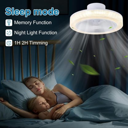 Low Profile Ceiling Fan: 18 Inch Flush Mount Bladeless RGB Ceiling Fan with Light and Remote for Bedroom Living Room Kitchen