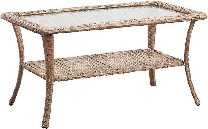 Patio Tables Outdoor Coffee Table - Wicker Rattan Coffee Table