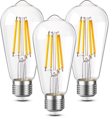 Dimmable LED Edison Light Bulbs,E26 Standard Base 11W 1600Lumens High Brightness Filament Bulb Equivalent 100W,2700K Warmwhite Vintage LED Bulbs for Household or Commercial,ST58,110V,3pcs