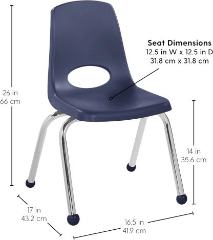 School Stack Chair, Stacking Student Seat with Chromed Steel Legs and Ball Glides