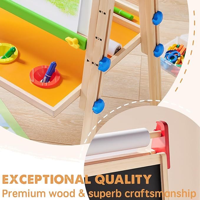 Easel for Kids with 2 Drawing Paper Roll, Learning-Toy for 3,4,5,6,7,8 Years Old Boy & Girls